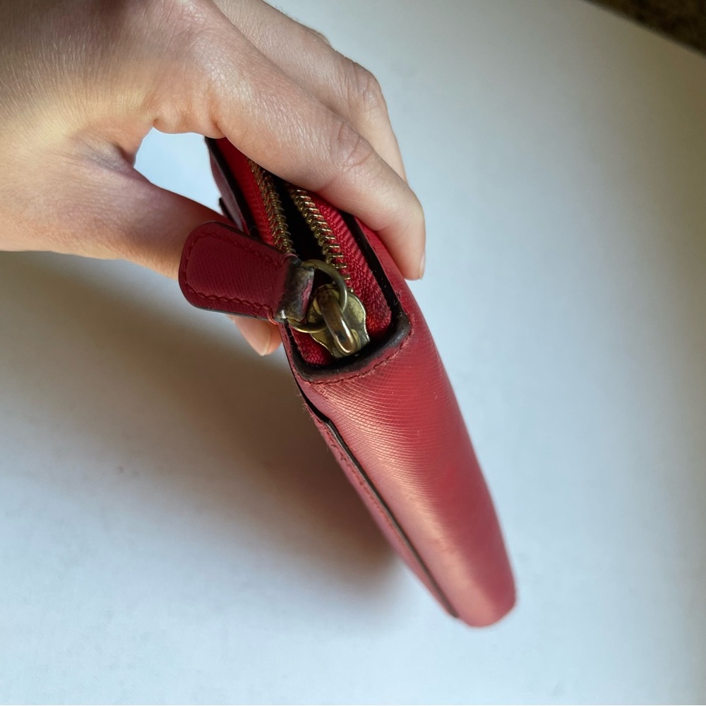 Coach Red Saffiano Leather Long Continental Zippy Wallet ID Cards Pockets - Picture 11 of 12